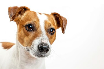 Clear Pixel Visual of Jack Russell Terrier Dog Portrait on White Background