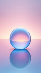 Obraz premium Radiant water droplet creating ripples against soft pastel background