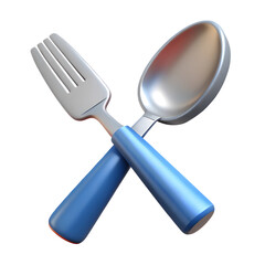 Cutlery spoon and fork high quality 3D render illustration icon.