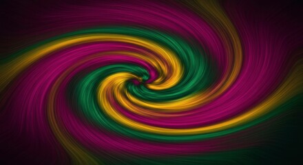 Obraz premium Abstract Swirling Vortex: A mesmerizing abstract artwork featuring a vibrant swirl of deep magenta, emerald green, and golden yellow hues, creating a dynamic and captivating visual experience. 