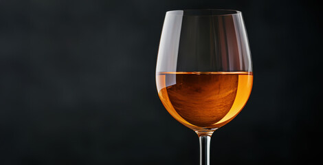 Close up of a golden wine glass, copy space