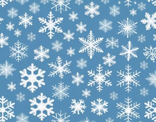 Seamless Winter Pattern: Delicate White Snowflakes on Blue Background