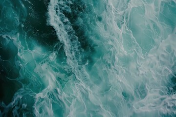 Fototapeta premium The Ocean and Sea: Pure Blue Turquoise Water with Foamy Waves and Exquisite Texture