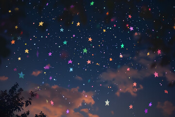 Stars fall from the night sky
