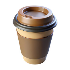 Paper coffee cup with a 3D lid. Realistic brown cup with a drink for cafe design concepts, and logo placement.