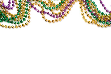 Mardi Gras beads isolated on white background