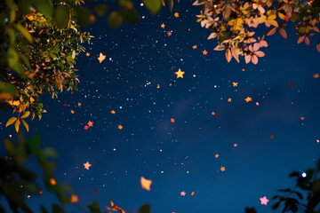 Stars fall from the night sky
