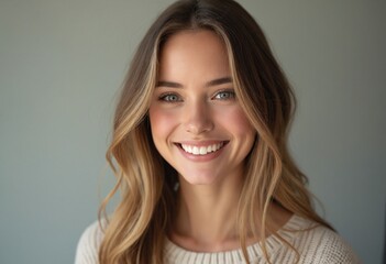 Naklejka premium Cute happy young woman with a lovely smile