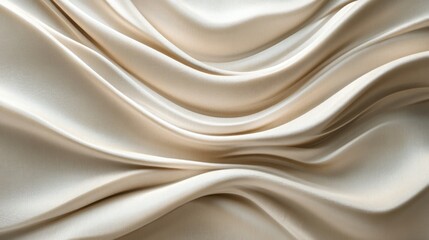 Fototapeta premium Abstract beige fabric waves, elegant silky texture background.