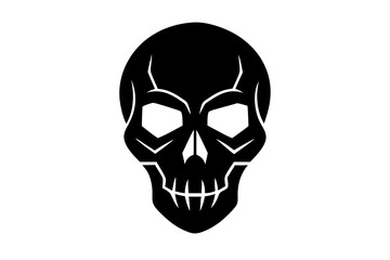 skull black silhouette vector, Simple silhouette Design vector icon with white background. Horror, Halloween image.