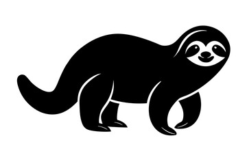 sloth black silhouette vector, Simple silhouette Design vector icon with white background. Wild animal.