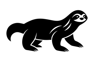 sloth black silhouette vector, Simple silhouette Design vector icon with white background. Wild animal.