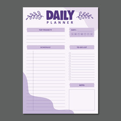 Daily planner vector template