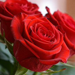 red rose in garden. red roses in their natural habitat, in full bloom at close range, elegant, intimate, romantic, delicate. valentine mockup.