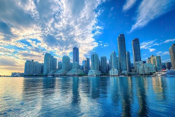Fototapeta premium Business skyscrapers in the Financial District, Toronto Downtown. with generative ai
