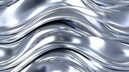 Abstract Silver Liquid Metal Waves Seamless Shiny Chrome Texture Background