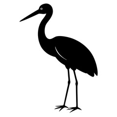 stork bird black silhouette vector, Simple silhouette Design vector icon with white background.