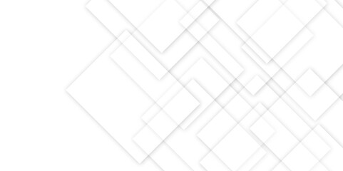 Abstract white background design with layers of textured white transparent material in triangle and squares shapes. White color technology concept geometric line vector white light grey background.	
