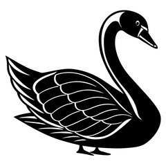 swan black silhouette vector, Simple silhouette Design vector icon with white background.