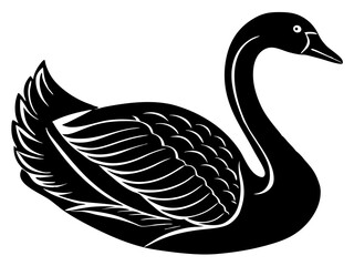 swan black silhouette vector, Simple silhouette Design vector icon with white background.