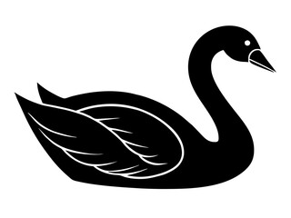 swan black silhouette vector, Simple silhouette Design vector icon with white background.