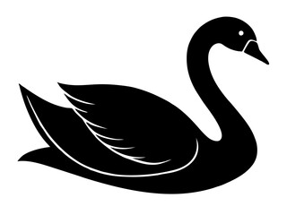 swan black silhouette vector, Simple silhouette Design vector icon with white background.