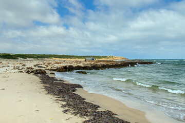 Deserted Wild Beach with Mountains and Sea in Tunisia, North Africa