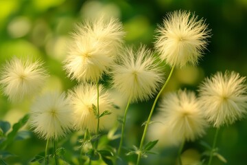 Obraz premium Adorable small yellow wildflowers blooming in a meadow under the sunlight