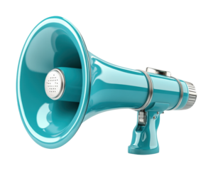 Cute blue megaphone on png high fidelity digital creative concept isolated on transparent background png