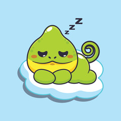 Chameleon sleep cartoon vector illustration