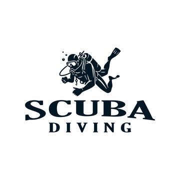 scuba diving logo design vector template illustration