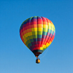 Naklejka premium colorful hot air balloon in the blue sky. Colorful hot air balloon flying on sky. travel and air transportation concept - balloon carnival.