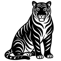 tiger black silhouette vector, Simple silhouette Design vector icon with white background.