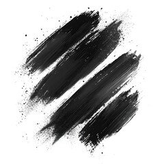Black watercolor brush stroke isolated on transparent background.PNG