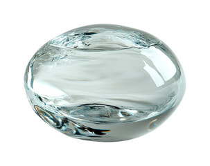 Single water droplet creating ripples in high fidelity glass sphere nature tranquil environment close-up view isolated on transparent background png