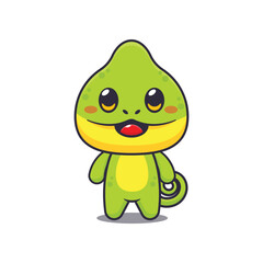 Cute chameleon mascot cartoon vector illustration