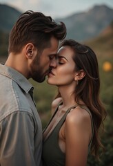 Naklejka premium Man and woman kissing