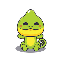 Cute chameleon mascot cartoon vector illustration