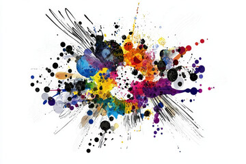 Vibrant abstract splash of colors with dynamic shapes and textures