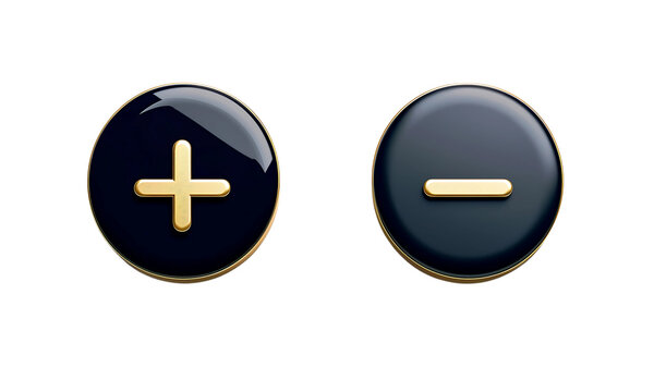 Dark Glossy Plus and Minus Symbols 
