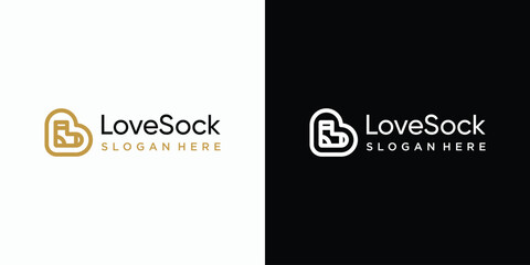 Heart shaped socks vector logo design with modern, simple, clean and abstract style. Icon for business, laundry, clothing and personal branding.