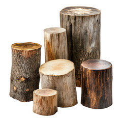 Naklejka premium Hardwood Tree Stumps: Nature's Abstract Art on transparent PNG background.