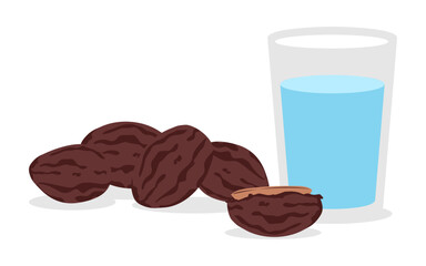 Flat Illustration Kurma and A Glass of Water