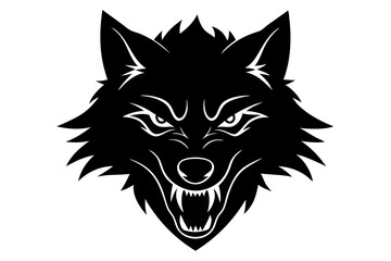 wolf head black silhouette vector, Simple silhouette Design vector icon with white background. wild animal 