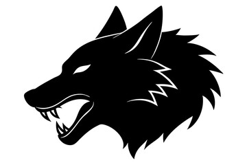 wolf head black silhouette vector, Simple silhouette Design vector icon with white background. wild animal 