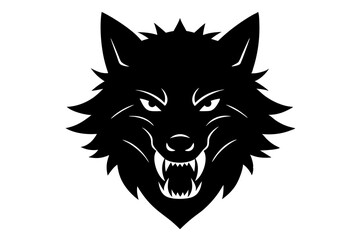 wolf head black silhouette vector, Simple silhouette Design vector icon with white background. wild animal 