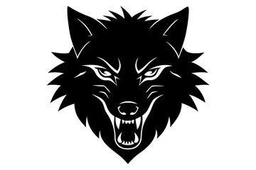 wolf head black silhouette vector, Simple silhouette Design vector icon with white background. wild animal 