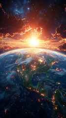 Obraz premium A view of Earth from space, with the message 