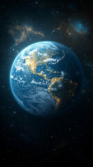 Obraz premium A view of Earth from space, with the message 