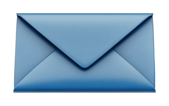 Creative blue envelope with blank paper icon design digital studio environment high fidelity concept isolated on transparent background png